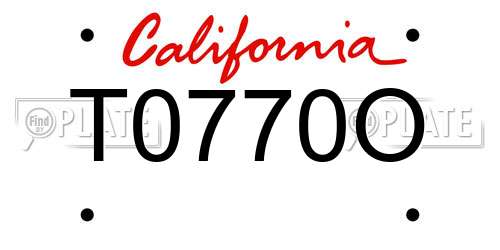 T0770O California License Plate