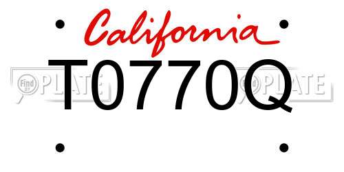 T0770Q California License Plate