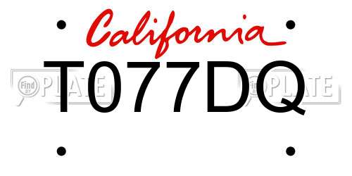 T077DQ California License Plate