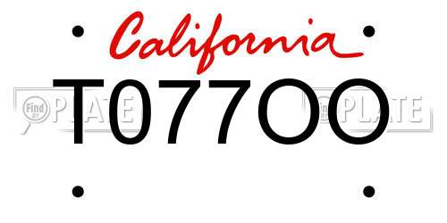 T077OO California License Plate