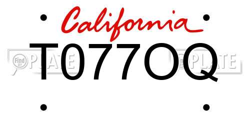 T077OQ California License Plate