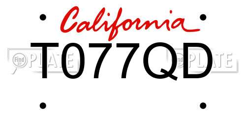 T077QD California License Plate