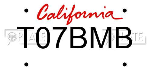T07BMB California License Plate
