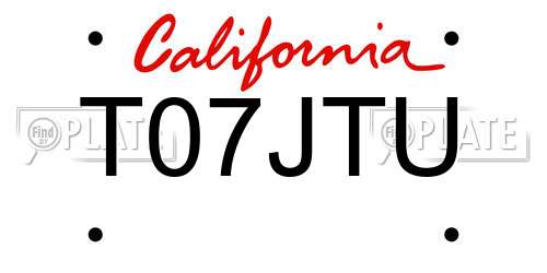 T07JTU California License Plate