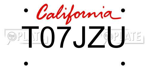T07JZU California License Plate