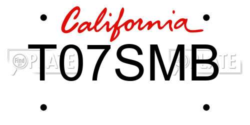 T07SMB California License Plate