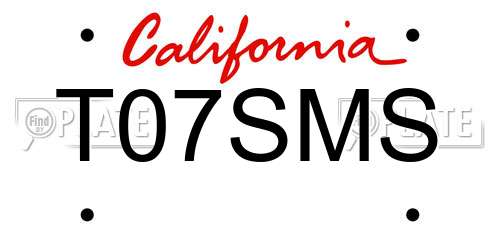 T07SMS California License Plate
