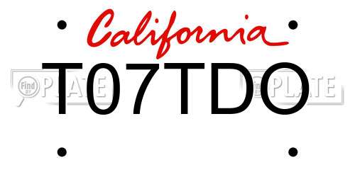 T07TDO California License Plate