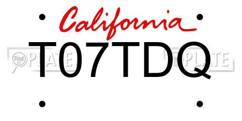T07TDQ California License Plate