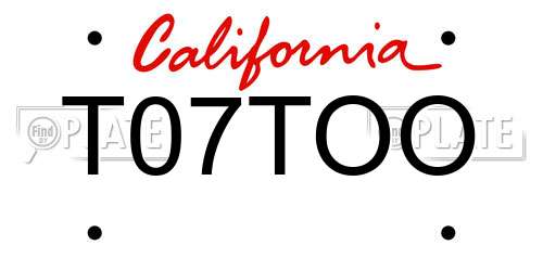 T07TOO California License Plate