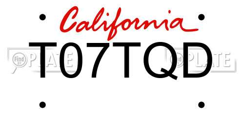 T07TQD California License Plate