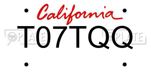 T07TQQ California License Plate