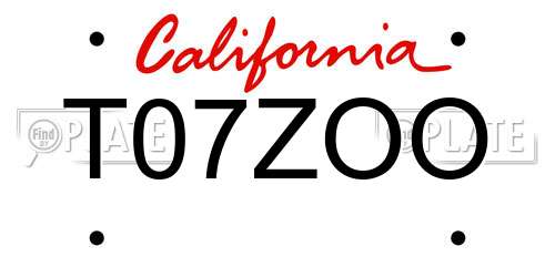 T07ZOO California License Plate