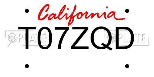 T07ZQD California License Plate
