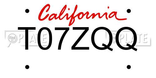 T07ZQQ California License Plate