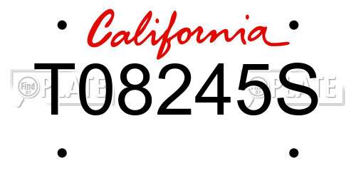 T08245S California License Plate