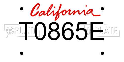 T0865E California License Plate