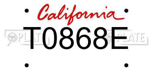 T0868E California License Plate