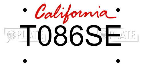 T086SE California License Plate
