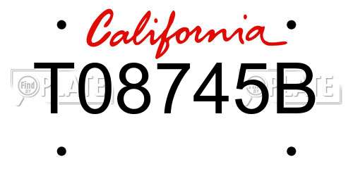 T08745B California License Plate
