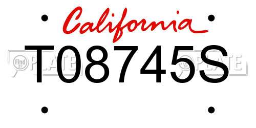 T08745S California License Plate