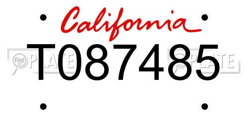 T087485 California License Plate
