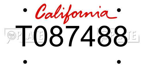T087488 California License Plate