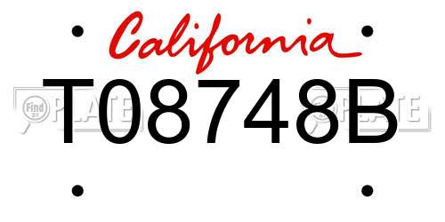 T08748B California License Plate