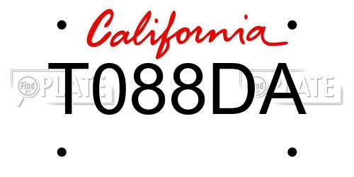 T088DA California License Plate