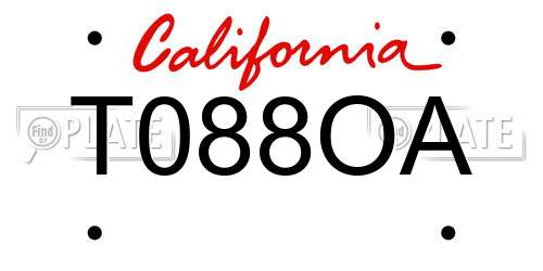 T088OA California License Plate