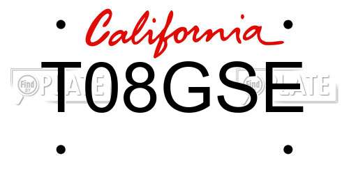 T08GSE California License Plate