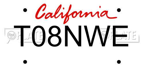 T08NWE California License Plate