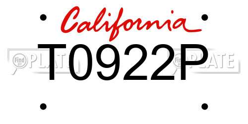 T0922P California License Plate