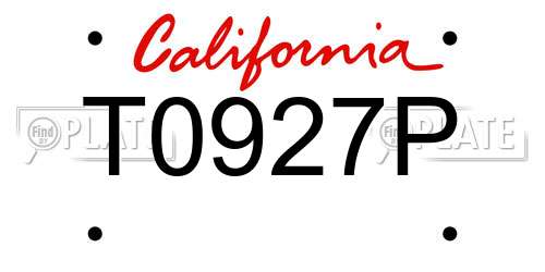 T0927P California License Plate