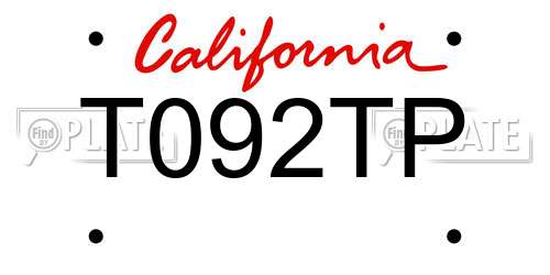 T092TP California License Plate