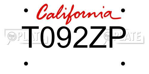 T092ZP California License Plate