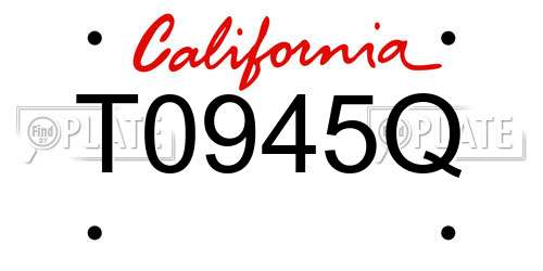 T0945Q California License Plate