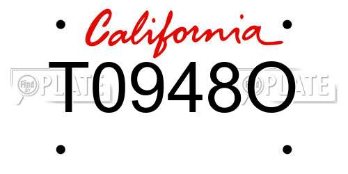 T0948O California License Plate