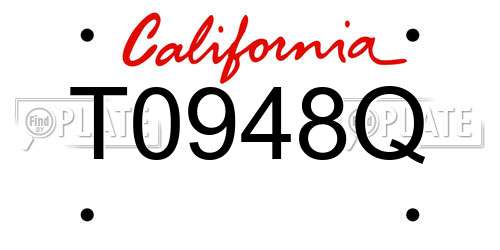 T0948Q California License Plate