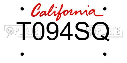 T094SQ California License Plate