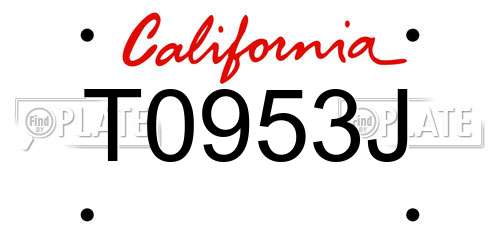 T0953J California License Plate