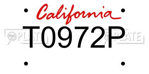 T0972P California License Plate