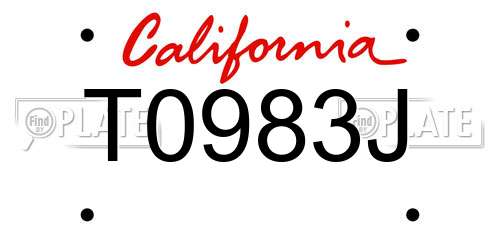 T0983J California License Plate