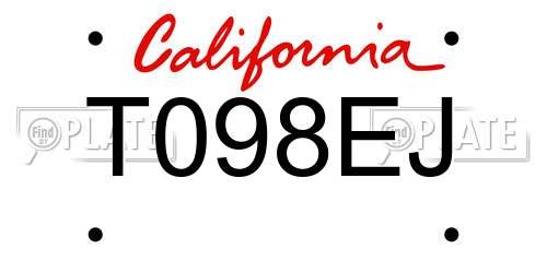 T098EJ California License Plate