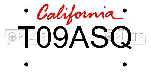 T09ASQ California License Plate