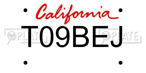 T09BEJ California License Plate