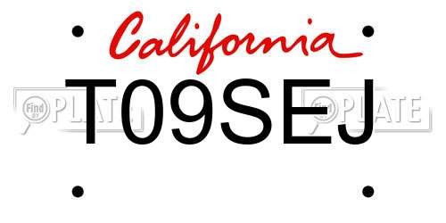 T09SEJ California License Plate