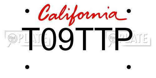 T09TTP California License Plate