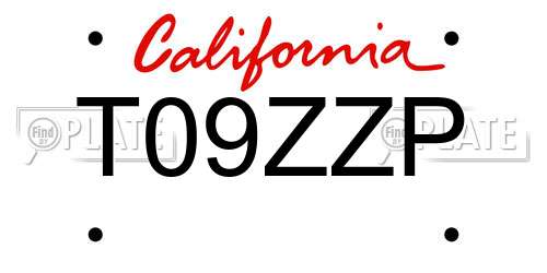 T09ZZP California License Plate
