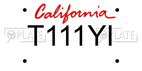 T111YI California License Plate